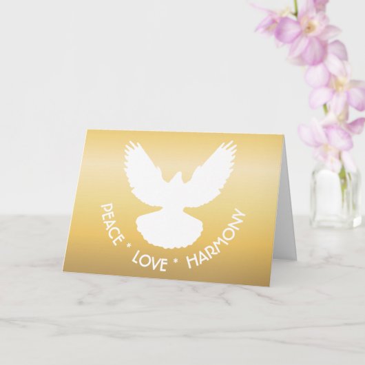 Carte Colombe de la paix en vol blanc sur or simplement (Orchidée)
