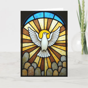 Carte Colombe du Saint-Esprit en Verre Coloré