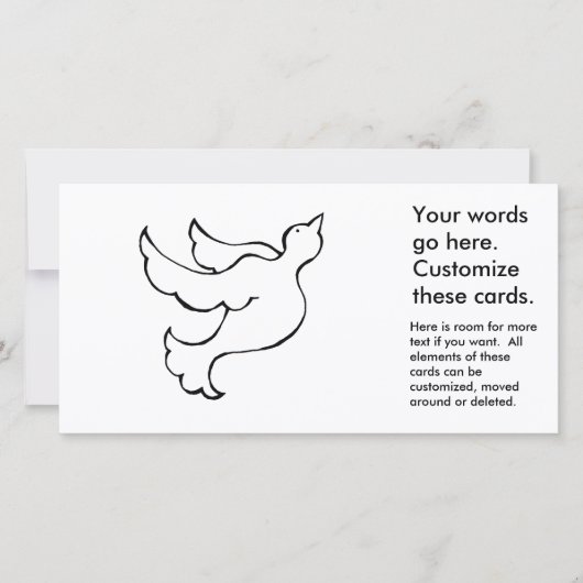 Carte Colombe volante oiseau espéré dessin simple art am (Devant)