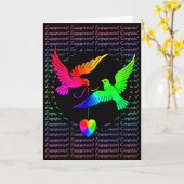 Carte Colombes d'arc-en-ciel de félicitations de (Fleur jaune)