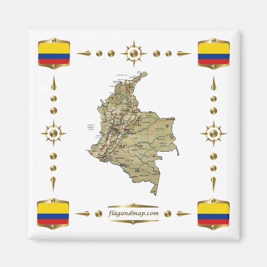 Carte Colombie + Magnet des drapeaux (Devant)