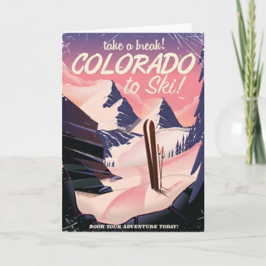 Carte Colorado pour skier ! Affiche de voyage vintage (Devant)