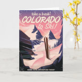 Carte Colorado pour skier ! Affiche de voyage vintage (Fleur jaune)