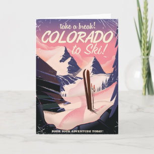 Carte Colorado pour skier ! Affiche de voyage vintage
