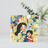 Carte Coloré Abstrait Merci maman | Fête des mères (Debout devant)