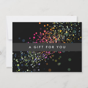 Carte Coloré Confetti Bokeh sur le certificat cadeau noi