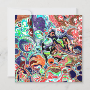 Carte Coloré moderne Abstrait Fluid Art Blank