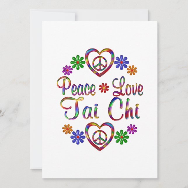 Carte Coloré Peace Love Tai Chi (Devant)
