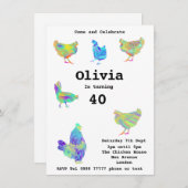 Carte Coloré Psychédélique mignon poulet Cockerel Hen (Devant / Derrière)