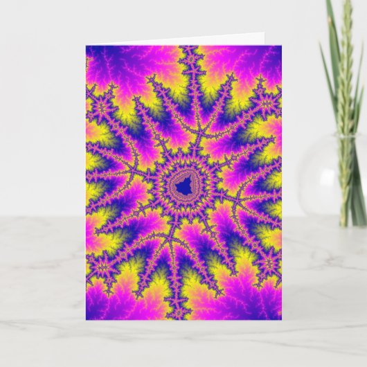 Carte Coloré rose, jaune et bleu fractal (Devant)