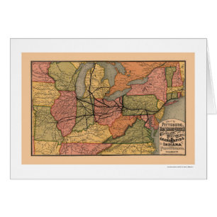 Carte colorée 1874 de chemin de fer