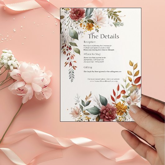 Carte colorée Bohème Floral Détails