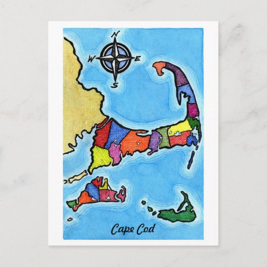 Carte colorée de Cape Cod (Devant)