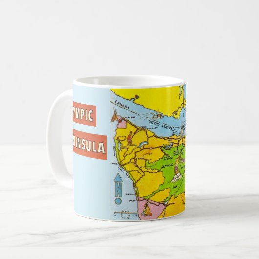 Carte colorée de la péninsule olympique Mug (Devant gauche)