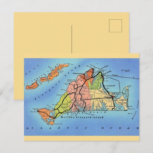 Carte colorée de Martha's Vineyard  (Devant / Derrière)