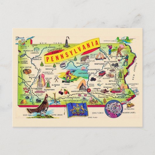 Carte colorée de Pennsylvanie (Devant)