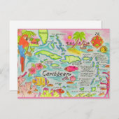 Carte colorée des îles des Caraïbes (Devant / Derrière)