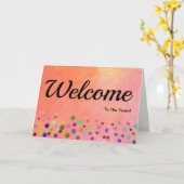 Carte Colorée Étincelle Pois Bienvenue (Fleur jaune)