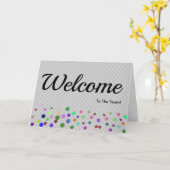 Carte Colorée Étincelle Pois Bienvenue (Fleur jaune)