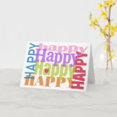 Carte colorée Happy Happy Heart Anniversaire (Fleur jaune)