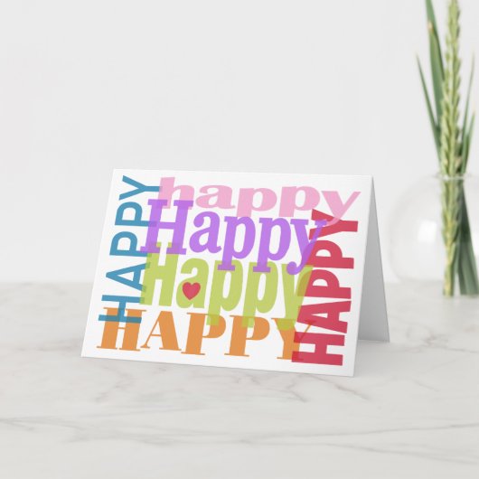 Carte colorée Happy Happy Heart Anniversaire (Devant)