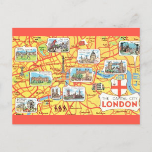 Carte colorée illustrée de Londres Angleterre