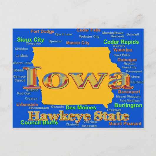 Carte colorée Iowa State Pride Carte Silhouette (Devant)