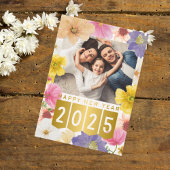 Carte colorée unique Floral Bonne année