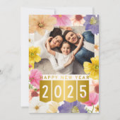 Carte colorée unique Floral Bonne année (Devant)