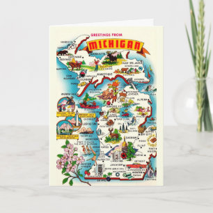 Carte colorée vintage du Michigan 
