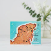 Carte colorée vintage du Yucatan au Mexique (Debout devant)
