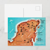 Carte colorée vintage du Yucatan au Mexique (Devant / Derrière)