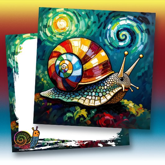 Carte Colorful and Vibrant Impasto Snail Blank