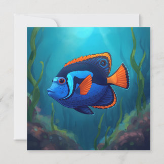 Carte Colorful Blue Orange Tropical Fish and Coral Reef 