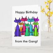 Carte Colorful Cats Happy Birthday Card (Fleur jaune)