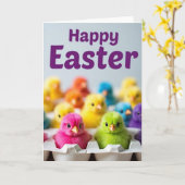Carte Colorful Chicks Greeting Card (Fleur jaune)