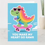 Carte Colorful Dino Love Funny Valentine Card (Devant)