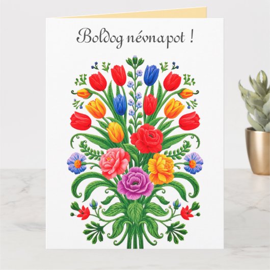 Carte colorful floral bouquet - name day Card (Petite plante)