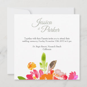 Carte Colorful Floral Design for Wedding or Event