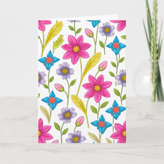 Carte Colorful Floral Pattern Blank (Devant)