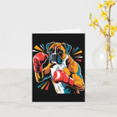 Carte Colorful Funny Boxing Dog Lovers Kickboxing Boxer  (Fleur jaune)