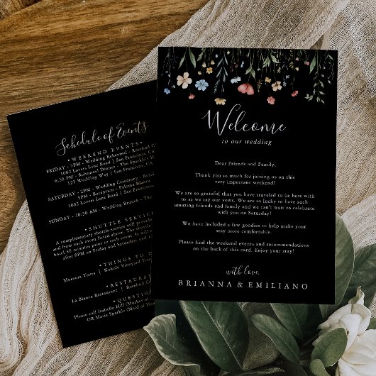 Carte  Colorful Garden Wildflower Wedding Welcome Letter
