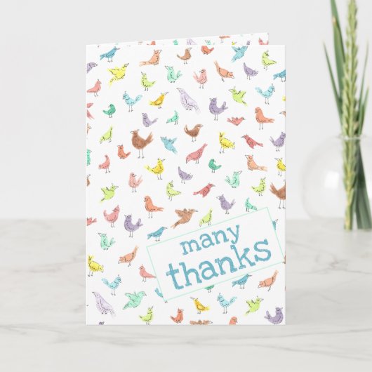 Carte Colorful Happy Birds Merci beaucoup (Devant)