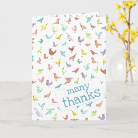 Carte Colorful Happy Birds Merci beaucoup (Fleur jaune)