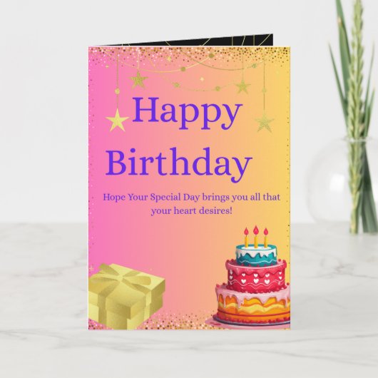 Carte Colorful Happy Birthday Folded Greeting Card (Devant)