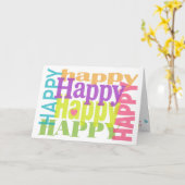 Carte Colorful Happy Joyeux Anniversaire Typographie (Fleur jaune)