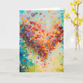 Carte Colorful Hearts Paint Art Romantic Love (Fleur jaune)