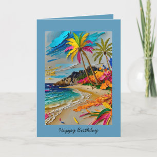 Carte Colorful Joyeux anniversaire Tropical personnalisa