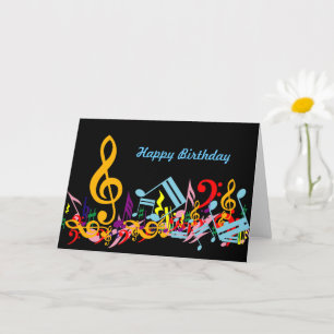 Carte Colorful Jumbled Music Notes Joyeux anniversaire