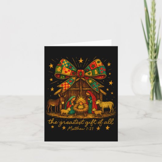 Carte Colorful Nativity – Greatest Gift Matthew 1_21 (Devant)